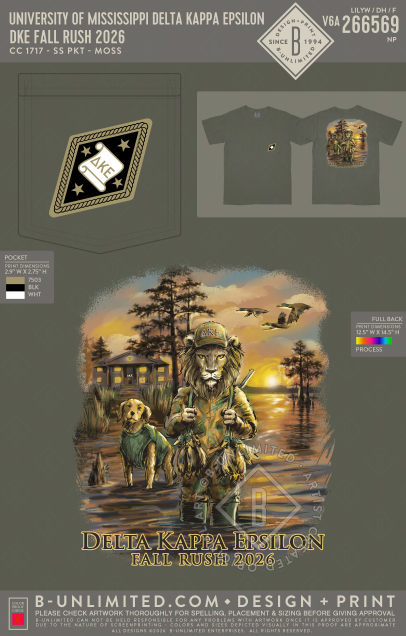 University of Mississippi Delta Kappa Epsilon - DKE Fall Rush 2026 - CC - 6030 - SS Pocket - Moss