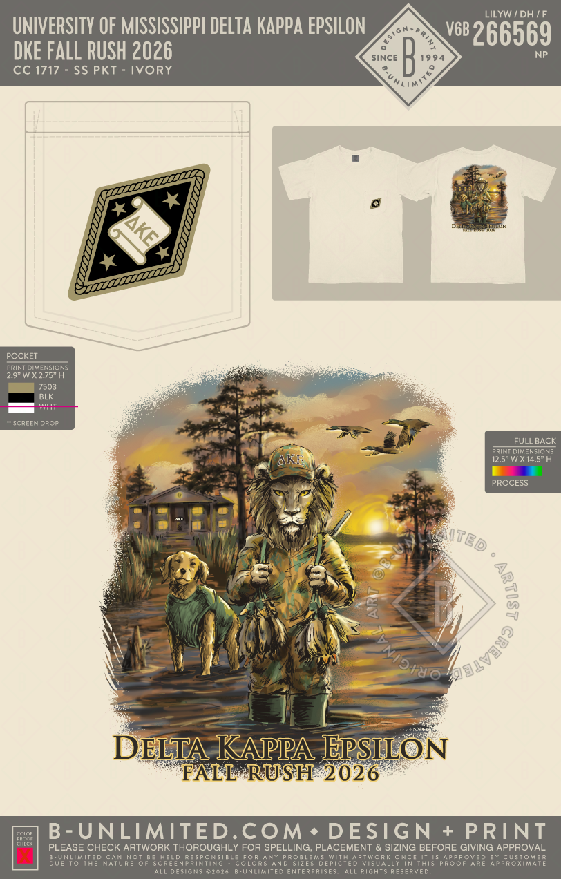 University of Mississippi Delta Kappa Epsilon - DKE Fall Rush 2026 - CC - 6030 - SS Pocket - Ivory