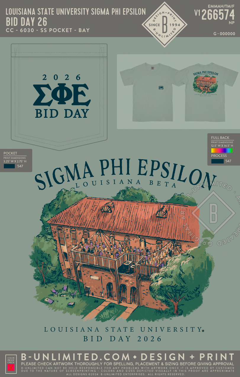Louisiana State University Sigma Phi Epsilon - Bid Day 26 - CC - 6030 - SS Pocket - Bay