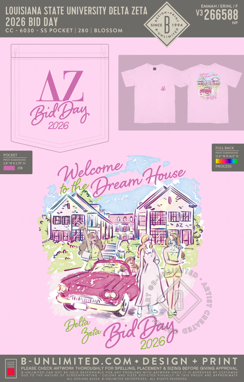 Louisiana State University Delta Zeta - 2026 Bid day - CC - 6030 - SS Pocket - Blossom