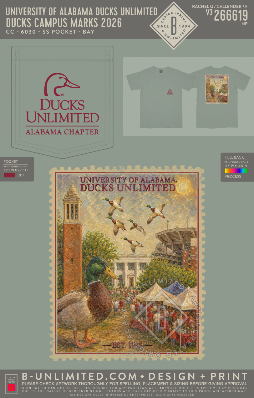 University of Alabama Ducks Unlimited - Ducks Campus Marks 2026 - CC - 6030 - SS Pocket - Bay