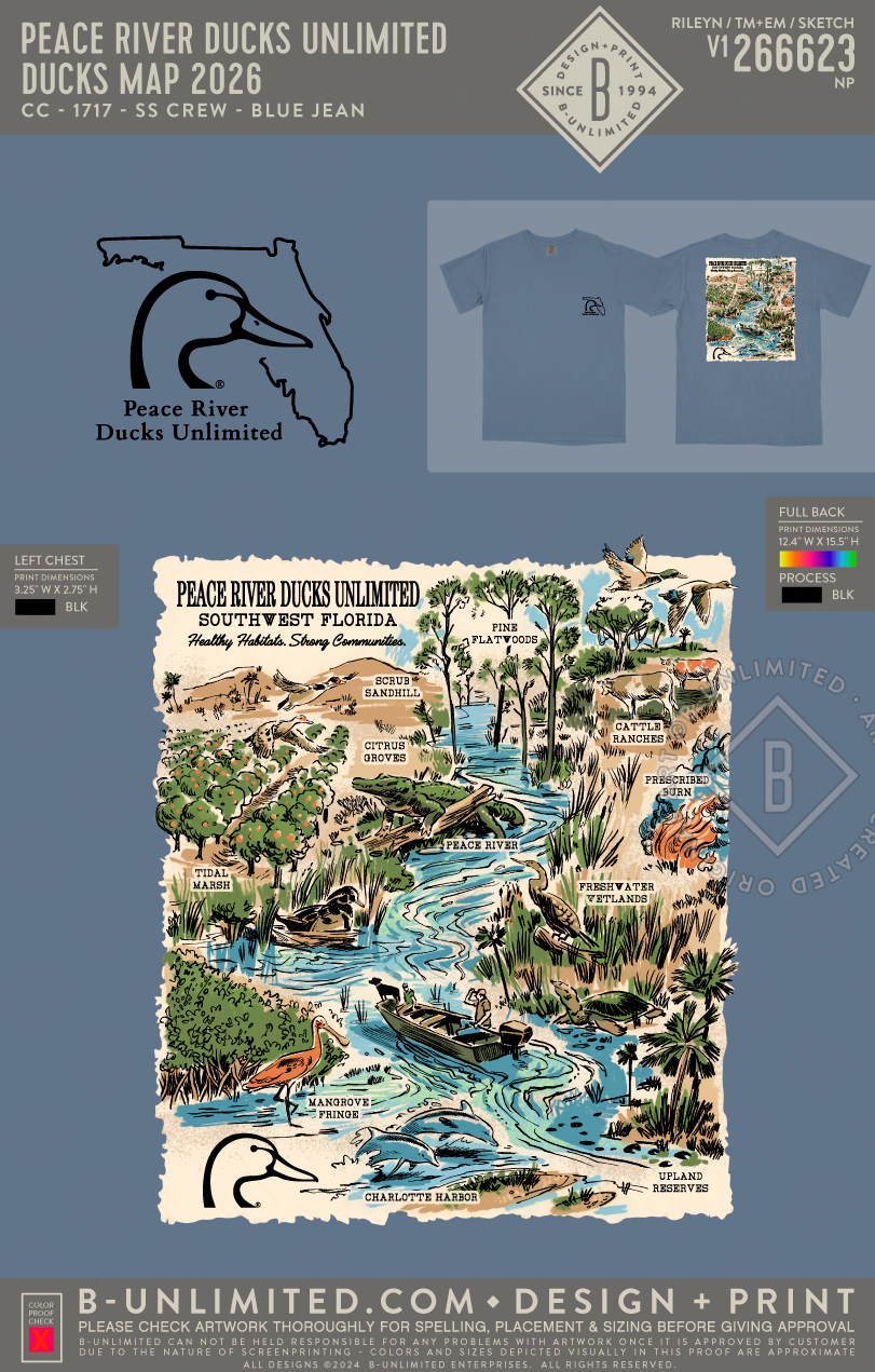 Peace River Ducks Unlimited - Ducks Map 2026 - CC - 1717 - SS Crew - Blue Jean