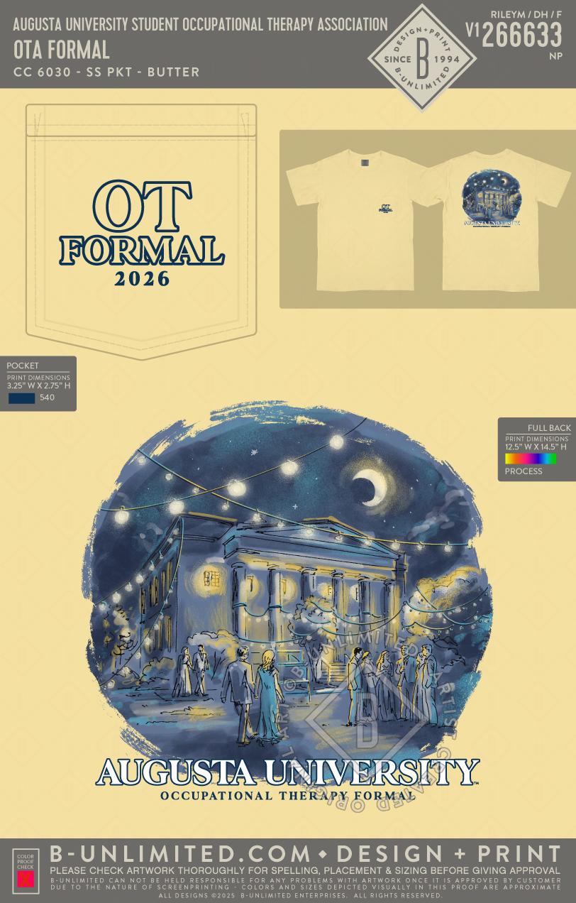 Augusta University Student Occupational Therapy Association - OTA Formal - CC - 6030 - SS Pocket - Butter