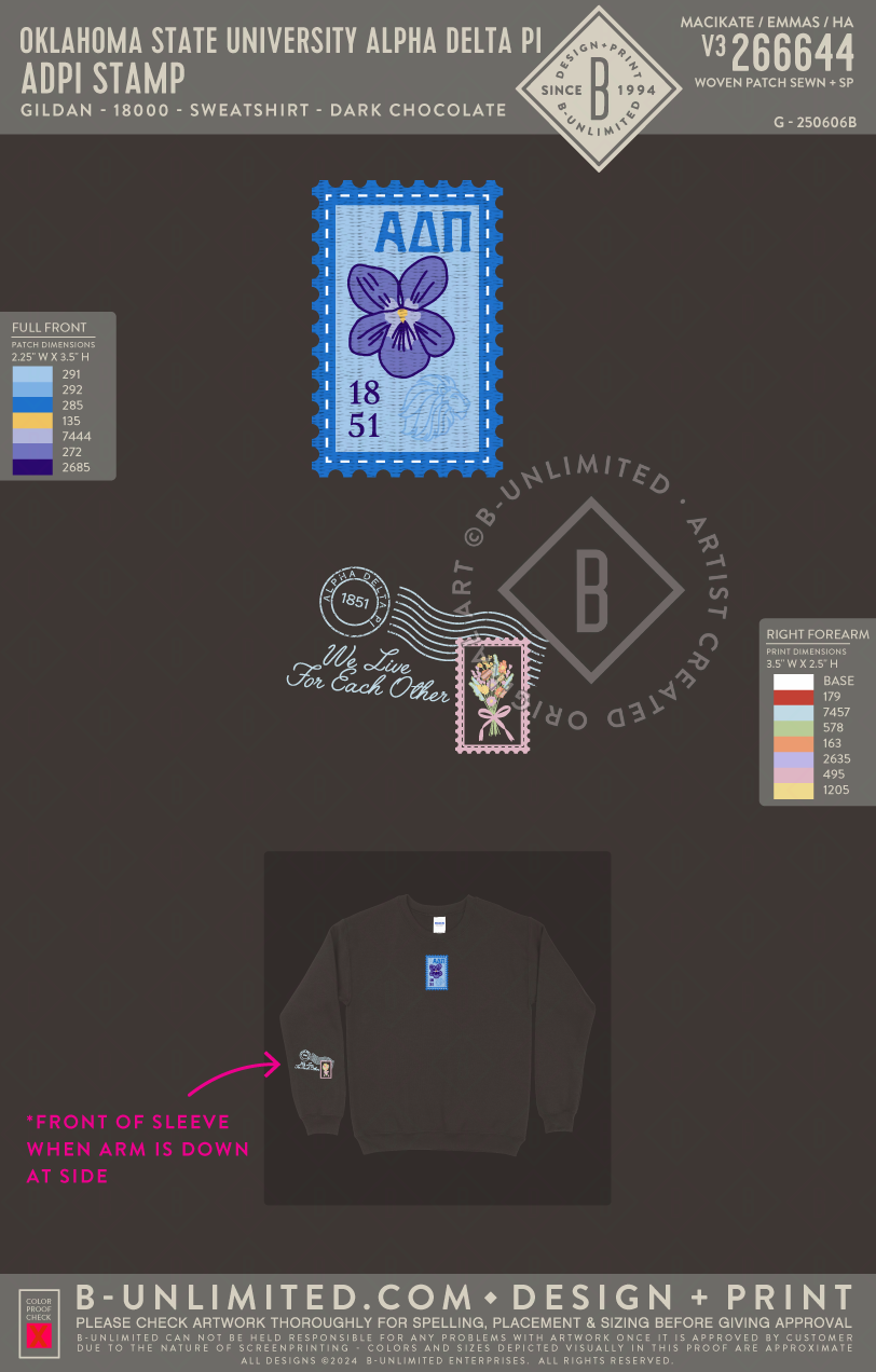 Oklahoma State University Alpha Delta Pi - ADPI Stamp - Gildan - 18000 - Crewneck Sweatshirt - Dark Chocolate