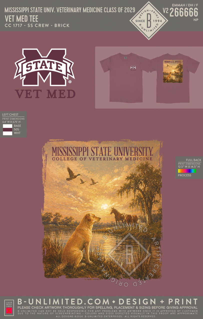 Mississippi State University Veterinary Medicine Class of 2029 - Vet Med Tee - CC - 1717 - SS Crew - Brick