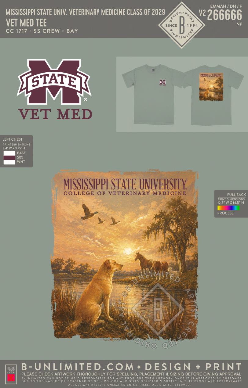 Mississippi State University Veterinary Medicine Class of 2029 - Vet Med Tee - CC - 1717 - SS Crew - Bay