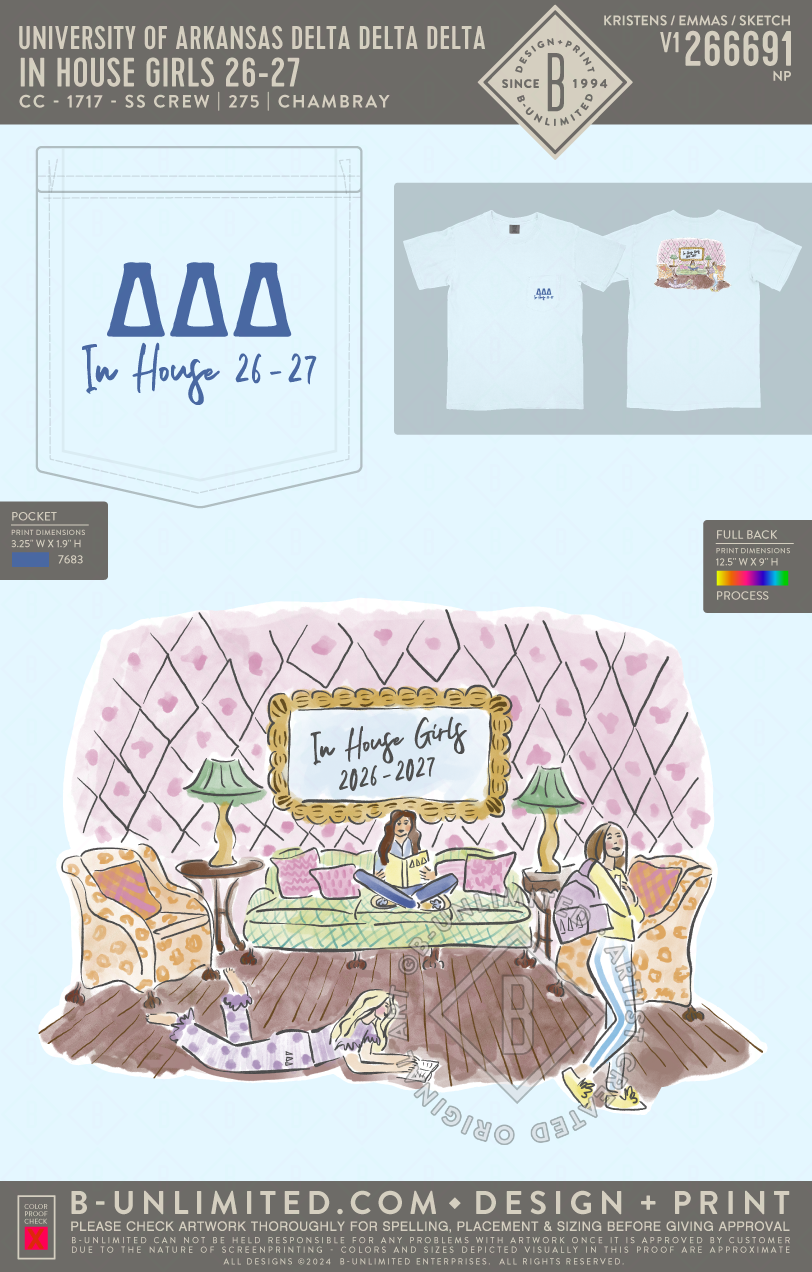 University of Arkansas Delta Delta Delta - In House Girls 26-27 - CC - 6030 - SS Pocket - Chambray