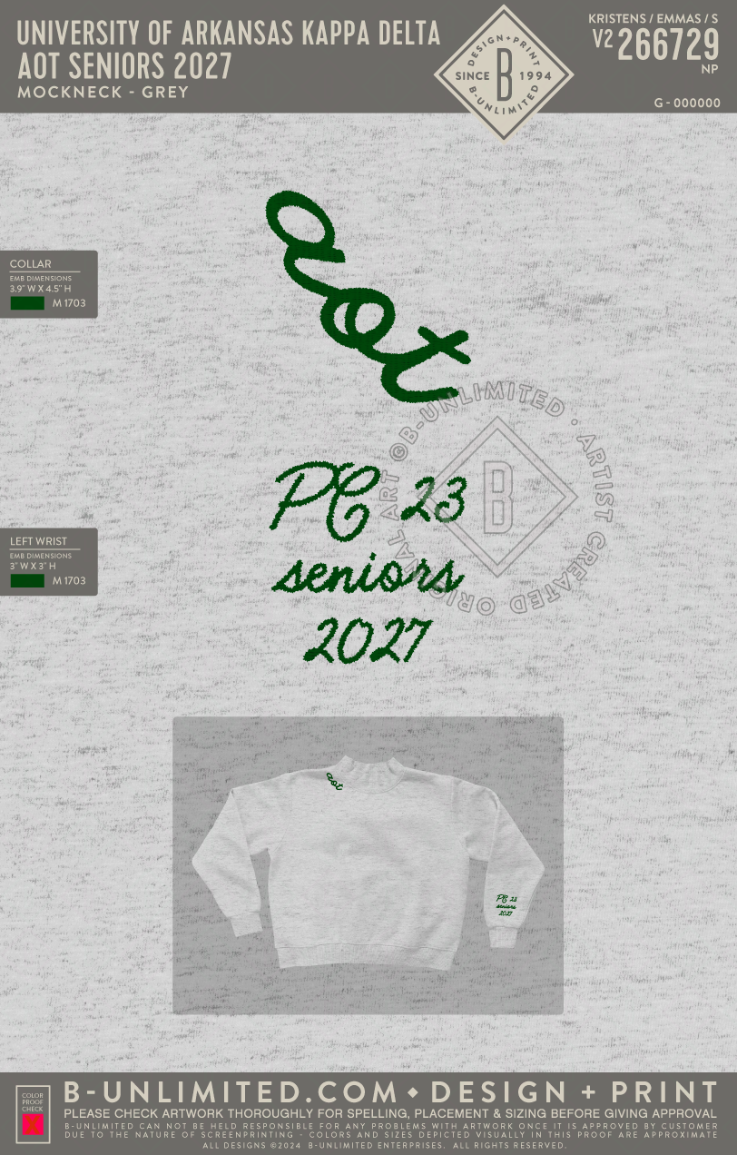 University of Arkansas Kappa Delta - AOT Seniors 2027 - Tap Stitch - WW0004-P001-V2 - Mockneck Crewneck Sweatshirt - Flower Grey
