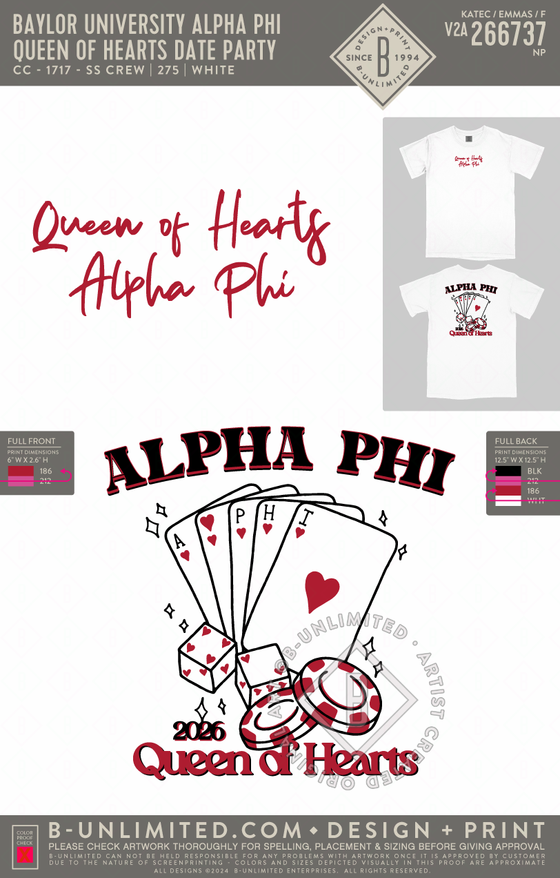 Baylor University Alpha Phi - Queen of Hearts Date Party - CC - 1717 - SS Crew - White