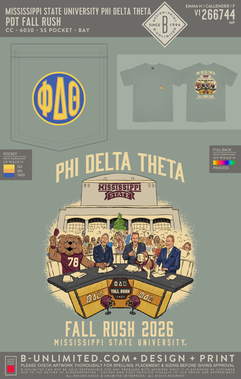 Mississippi State University Phi Delta Theta - PDT Fall Rush - CC - 6030 - SS Pocket - Bay