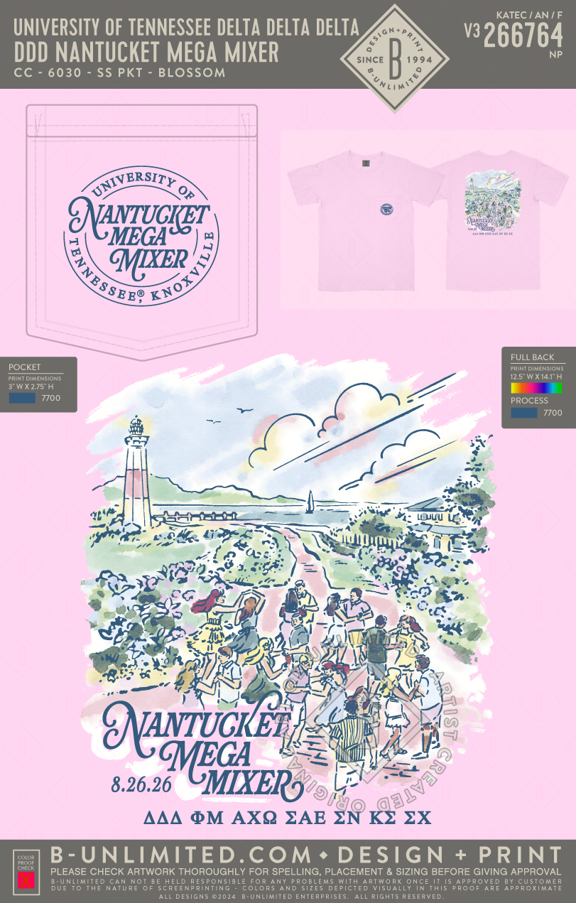 University of Tennessee Delta Delta Delta - DDD Nantucket Mega Mixer - CC - 6030 - SS Pocket - Blossom