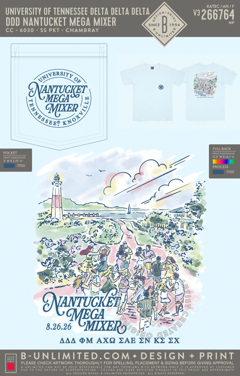 University of Tennessee Delta Delta Delta - DDD Nantucket Mega Mixer - CC - 6030 - SS Pocket - Chambray
