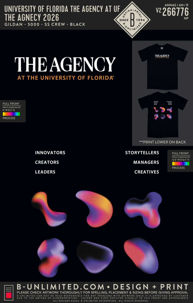 University of Florida The Agency at UF - The Agency 2026 - Gildan - 5000 - SS Crew - Black