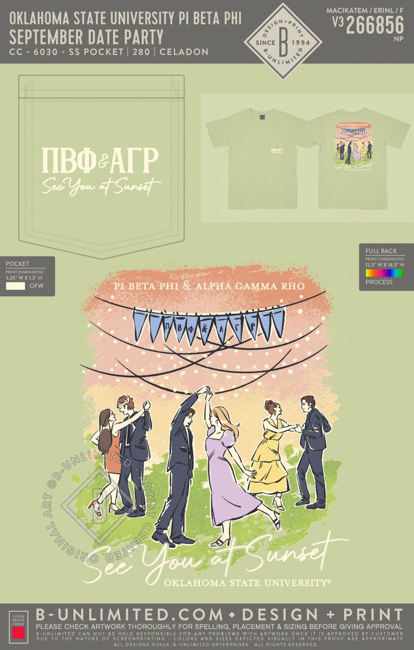 Oklahoma State University Pi Beta Phi - September date party - CC - 6030 - SS Pocket - Celadon