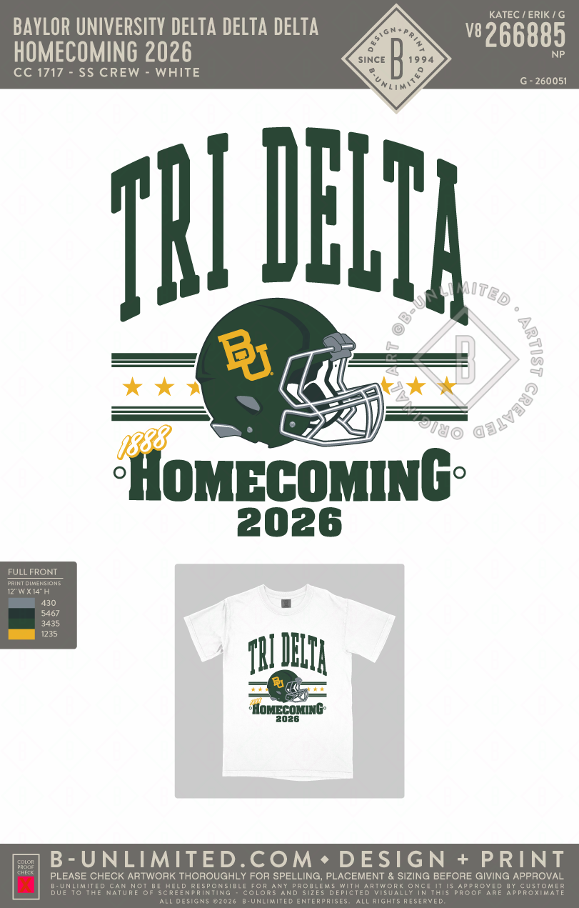 Baylor University Delta Delta Delta - Homecoming 2026 - CC - 1717 - SS Crew - White