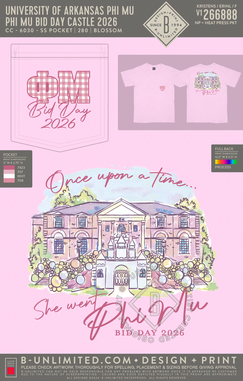 University of Arkansas Phi Mu - Phi Mu Bid Day Castle 2026 - CC - 6030 - SS Pocket - Blossom