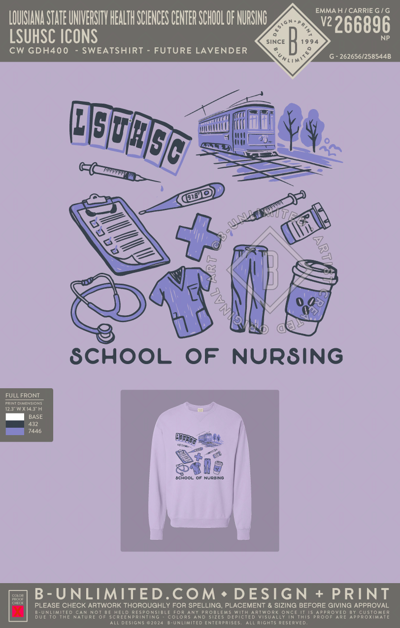 Louisiana State University Health Sciences Center School of Nursing - LSUHSC Icons - CW - GDH400 - Sweatshirt - Future Lavender