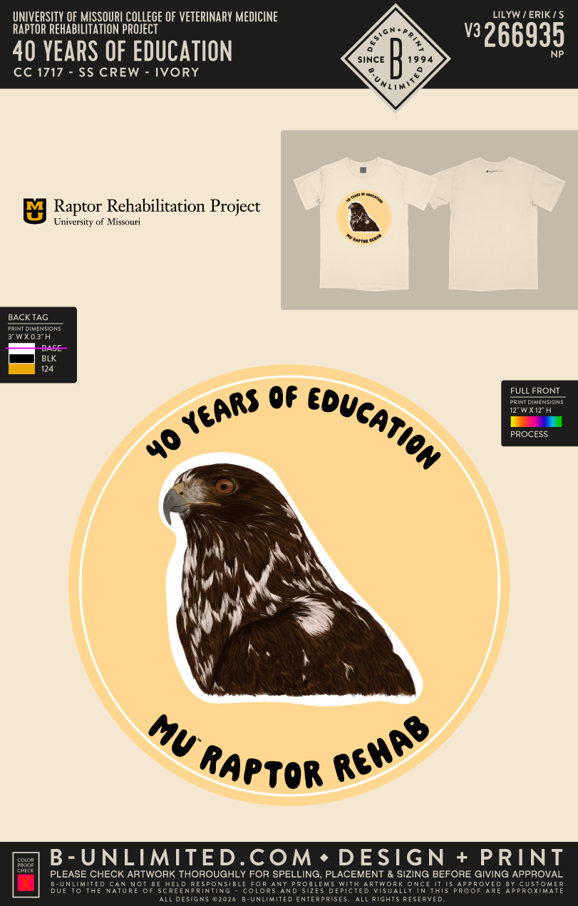 University of Missouri College of Veterinary Medicine Raptor Rehabilitation Project - 40 Years of Education - CC - 1717 - SS Crew - Ivory