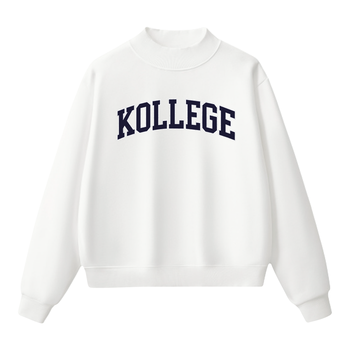 Kollege - Curved Kollege - Tap Stitch - WW0004-P001-V2 - Mockneck Crewneck Sweatshirt - White