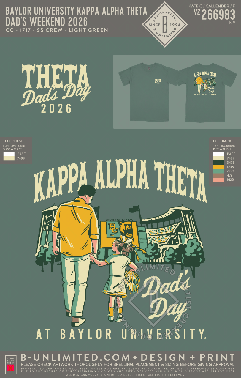 Baylor University Kappa Alpha Theta - Dad's Weekend 2026 - CC - 1717 - SS Crew - Light Green