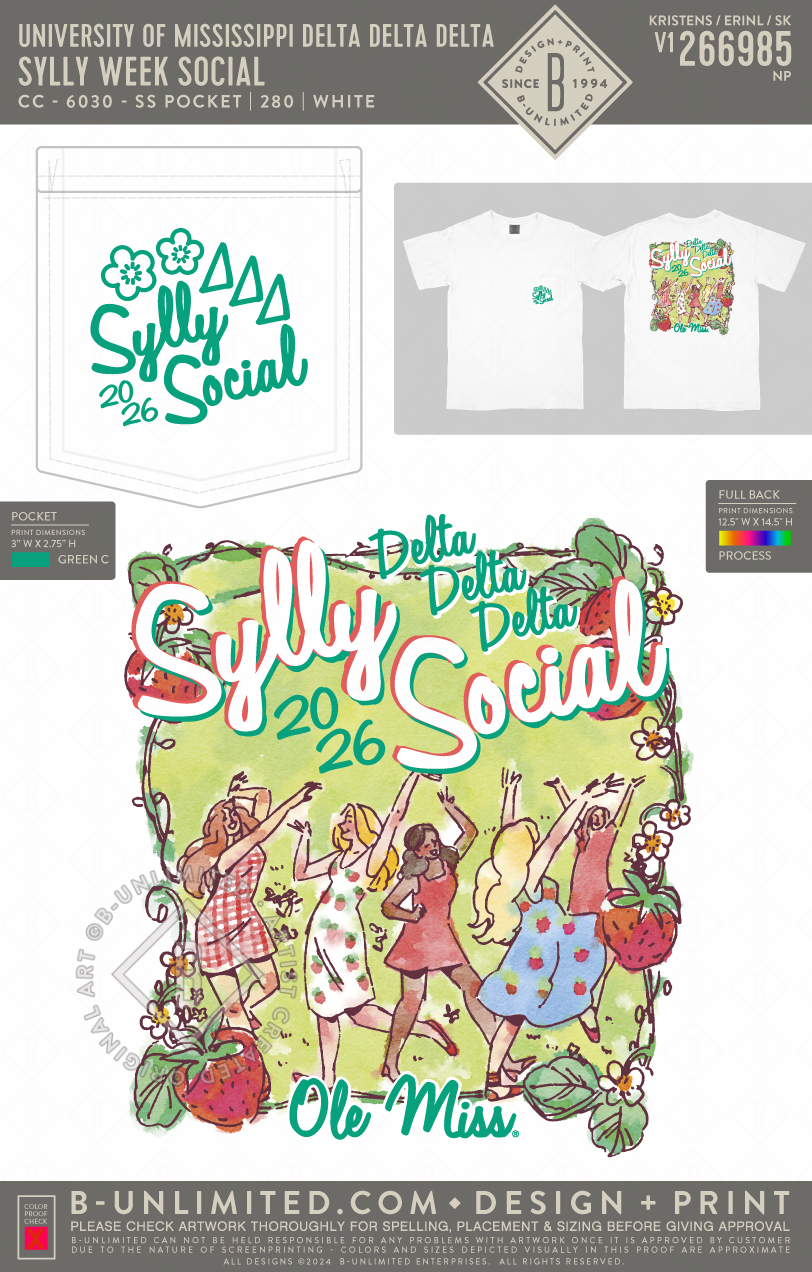 University of Mississippi Delta Delta Delta - Sylly Week Social - CC - 6030 - SS Pocket - White