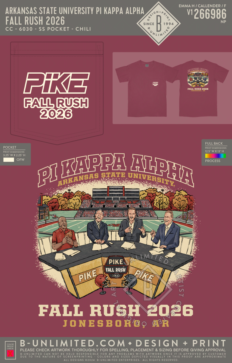 Arkansas State University Pi Kappa Alpha - Fall Rush 2026 - CC - 6030 - SS Pocket - Chili