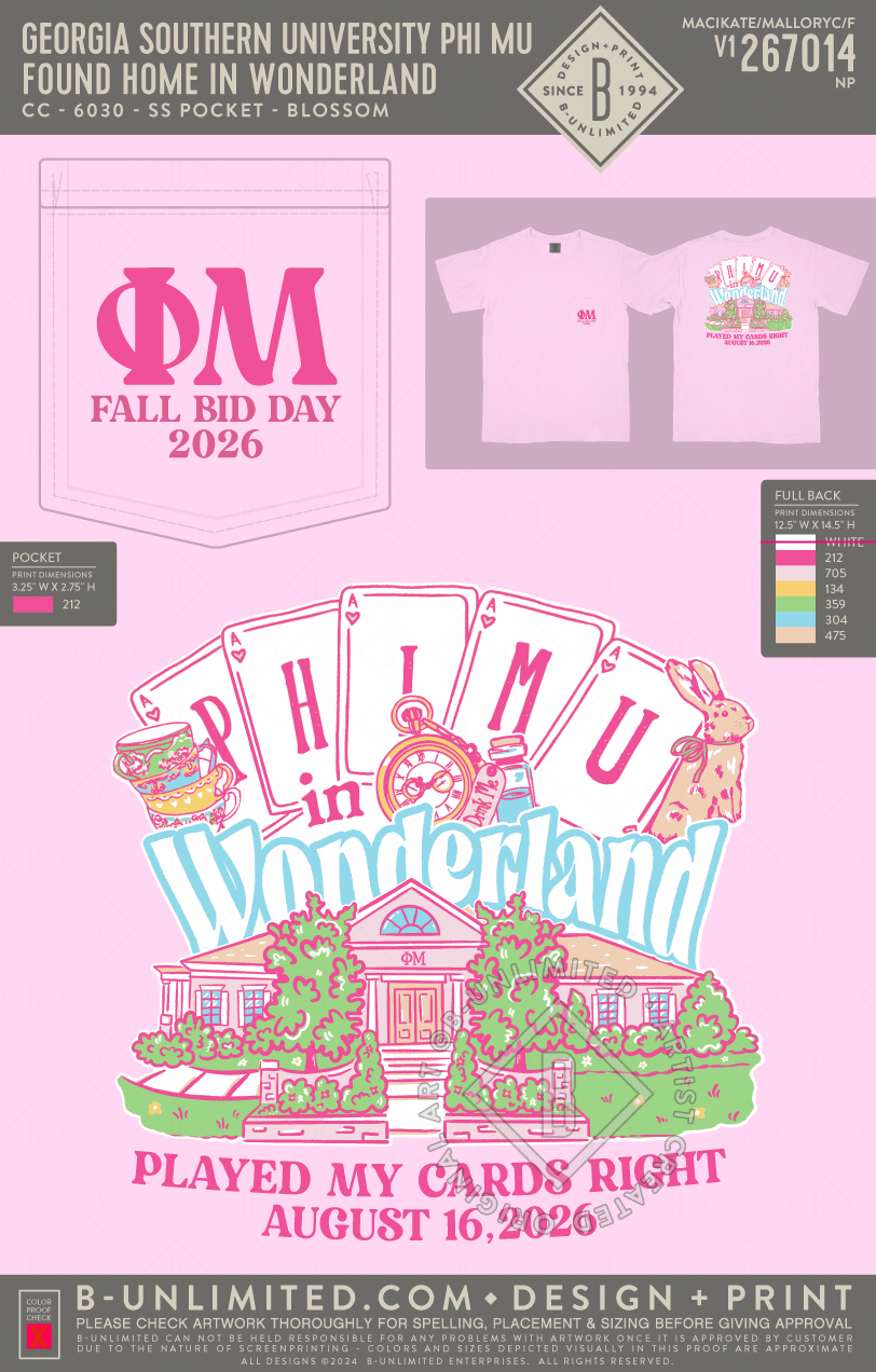 Georgia Southern University Phi Mu - Found Home in Wonderland - CC - 6030 - SS Pocket - Blossom