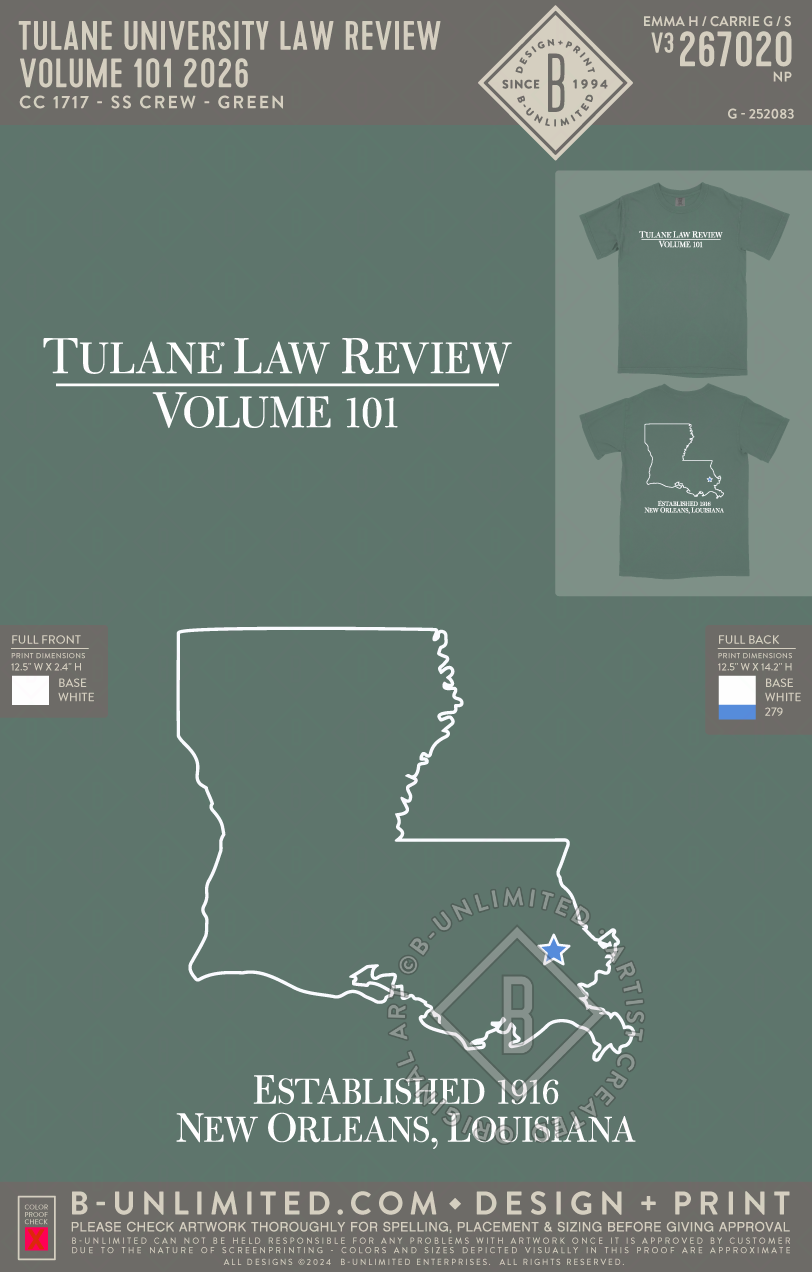 Tulane University Law Review - Volume 101 2026 - CC - 1717 - SS Crew - Light Green