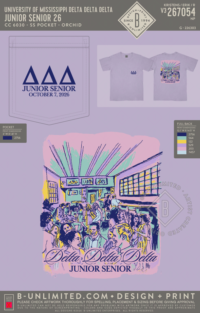 University of Mississippi Delta Delta Delta - Junior Senior 26 - CC - 6030 - SS Pocket - Orchid