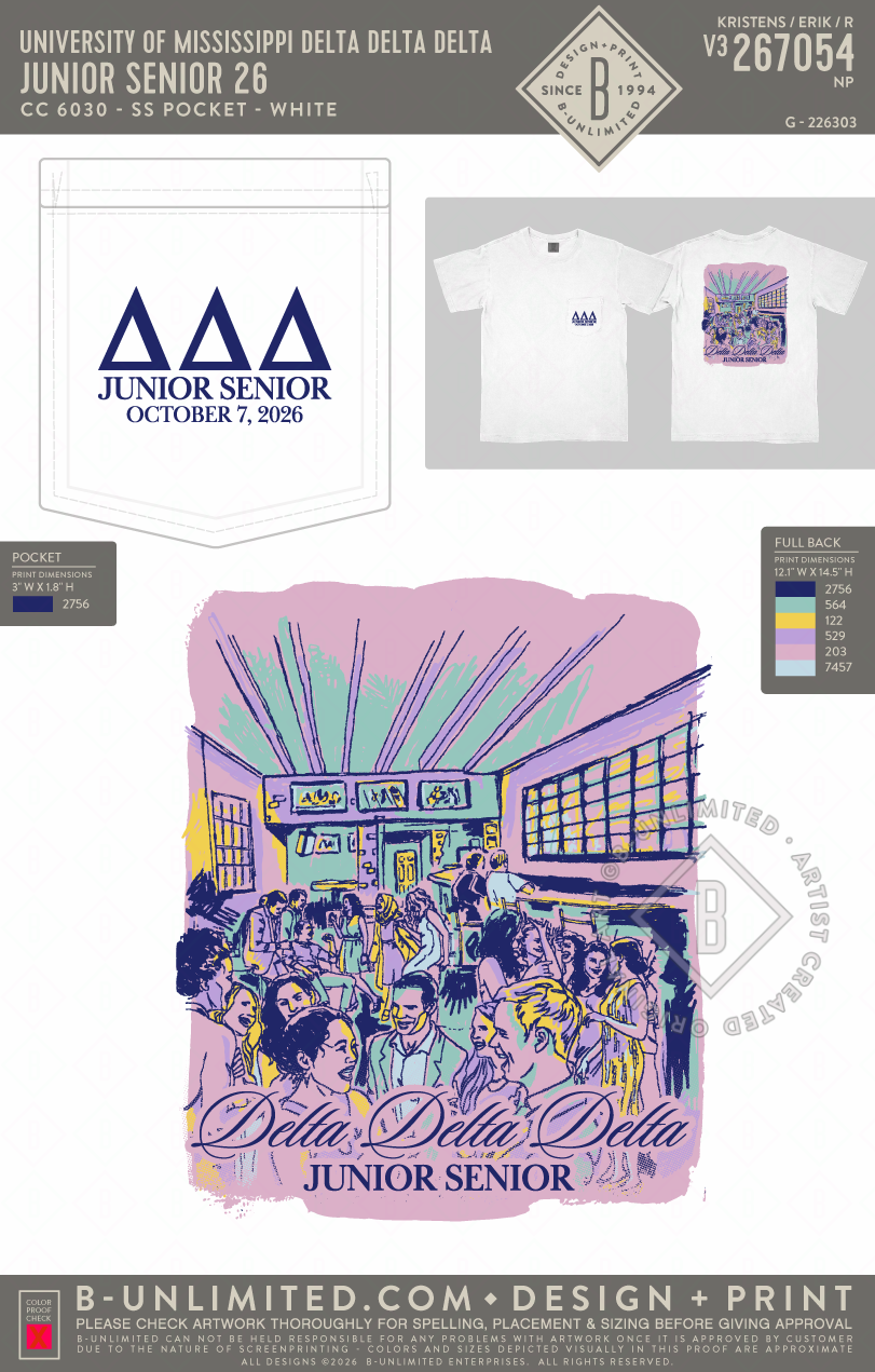University of Mississippi Delta Delta Delta - Junior Senior 26 - CC - 6030 - SS Pocket - White