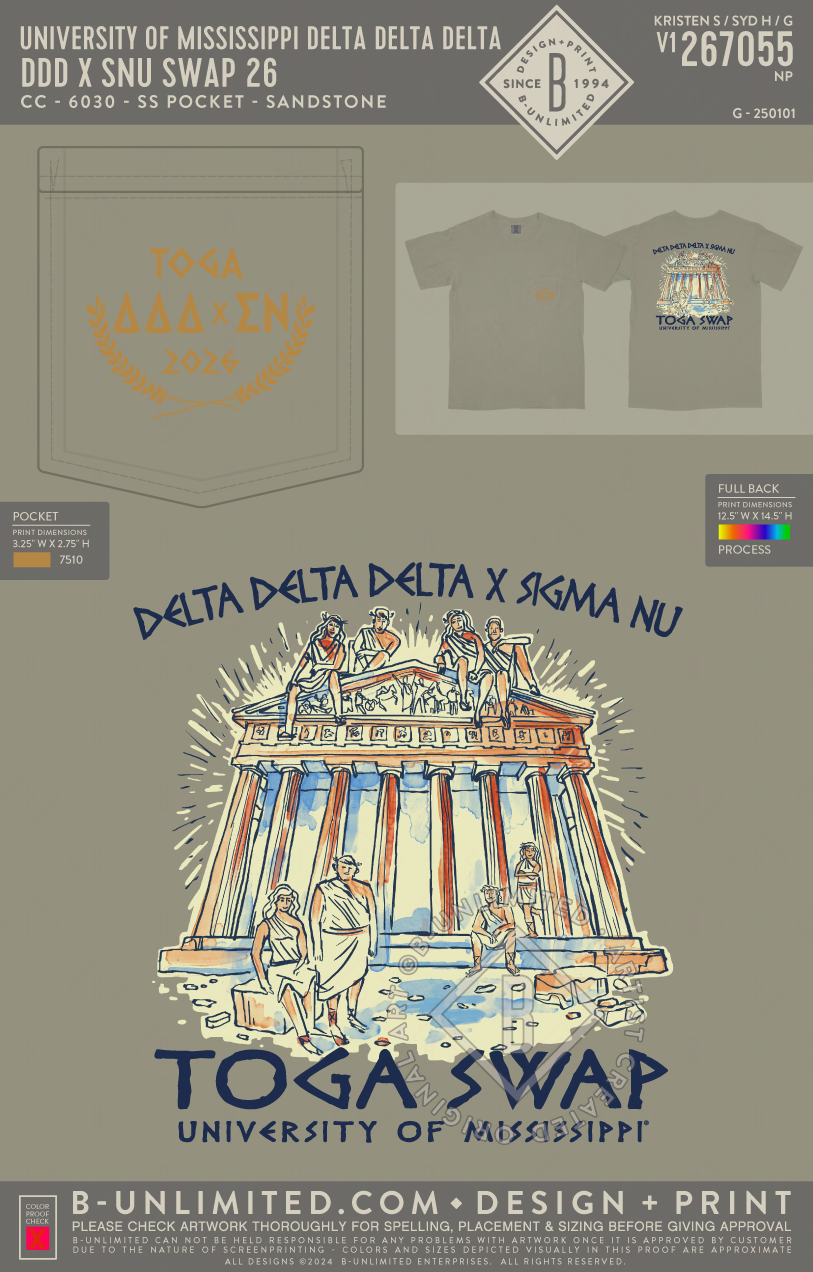 University of Mississippi Delta Delta Delta - DDD x Snu Swap 26 - CC - 6030 - SS Pocket - Sandstone