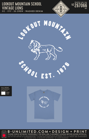 Lookout Mountain School - Vintage Lions (ADULT) - CC - 1717 - SS Crew - Washed Denim