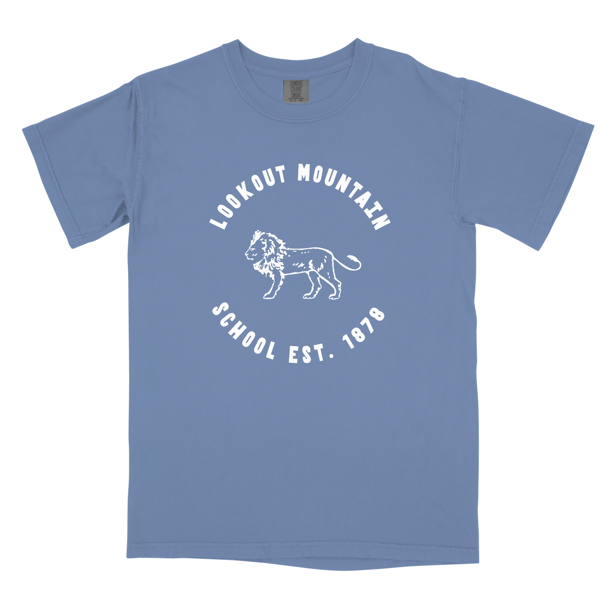 Lookout Mountain School - Vintage Lions (ADULT) - CC - 1717 - SS Crew - Washed Denim