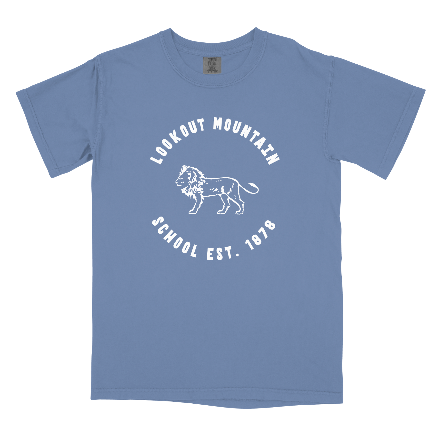 Lookout Mountain School - Vintage Lions (ADULT) - CC - 1717 - SS Crew - Washed Denim