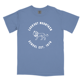 Lookout Mountain School - Vintage Lions (ADULT) - CC - 1717 - SS Crew - Washed Denim