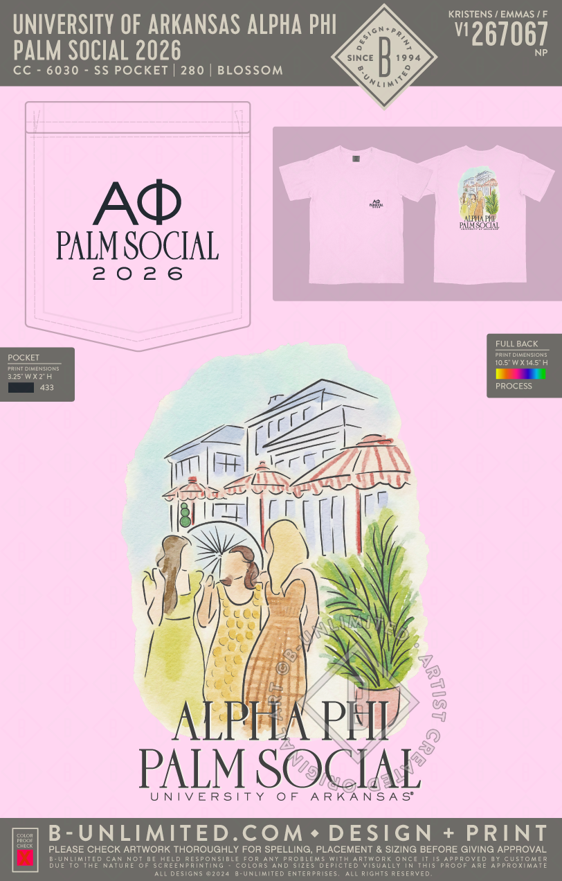 University of Arkansas Alpha Phi - Palm Social 2026 - CC - 6030 - SS Pocket - Blossom