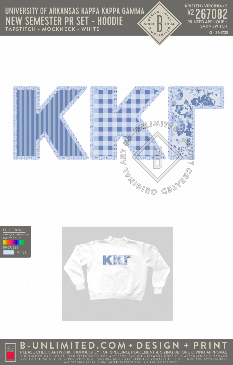 University of Arkansas Kappa Kappa Gamma - New Semester PR Set - Sweatshirt - Tap Stitch - WW0004-P001-V2 - Mockneck Crewneck Sweatshirt - White