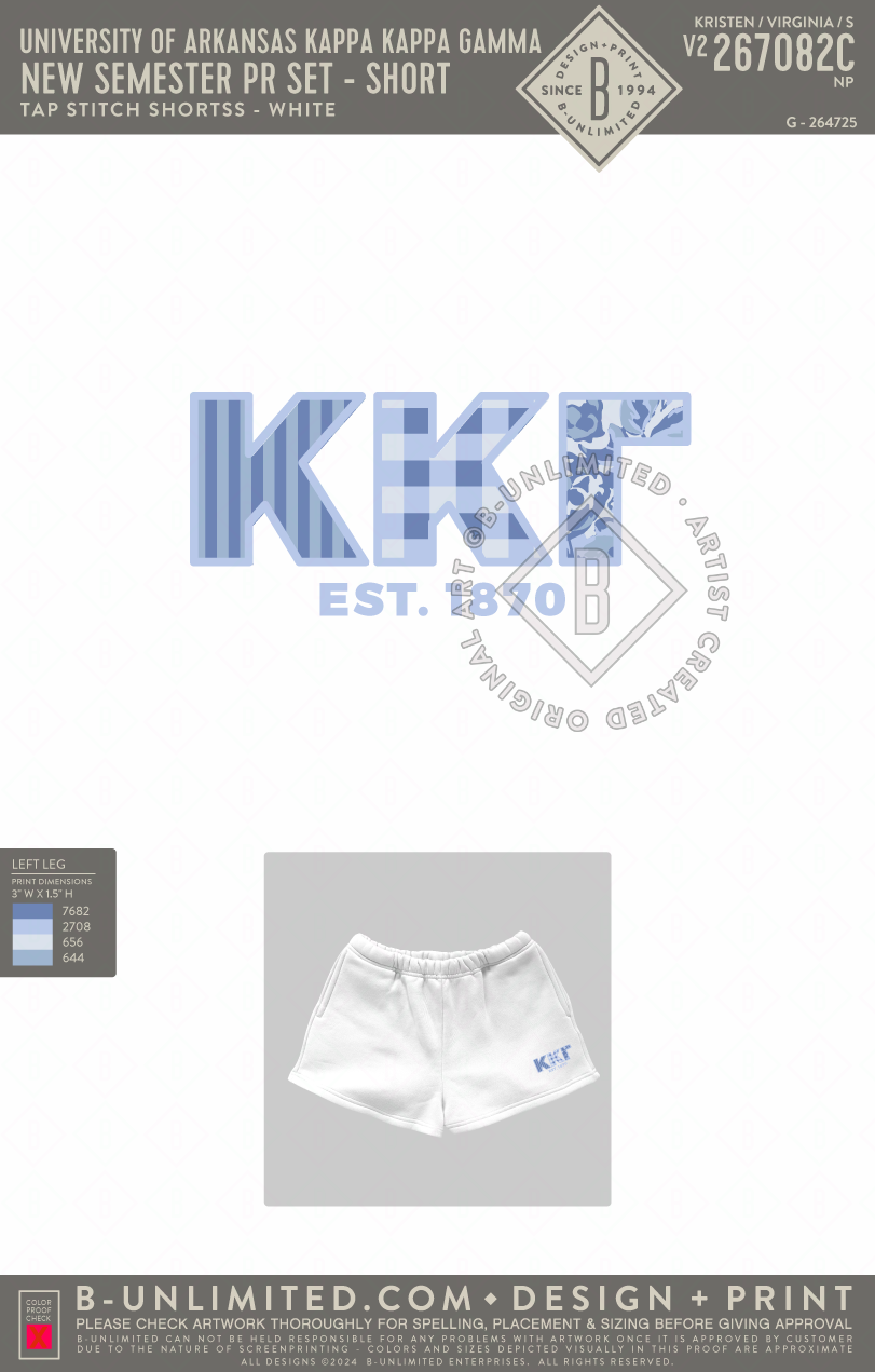 University of Arkansas Kappa Kappa Gamma - New Semester PR Set - Short - Tap Stitch - WK0004-P001-V2 - Shorts - White