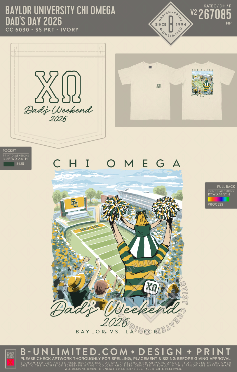 Baylor University Chi Omega - Dad's Day 2026 - CC - 6030 - SS Pocket - Ivory