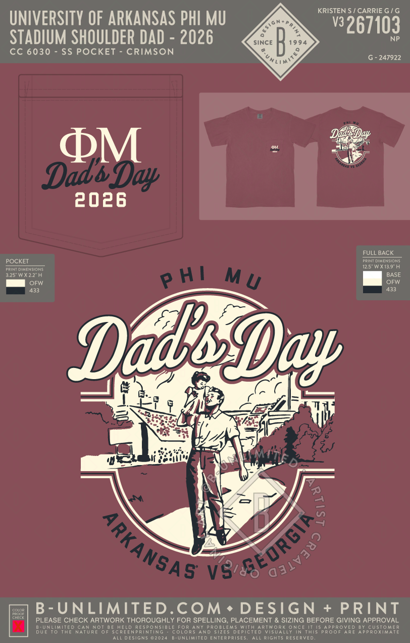 University of Arkansas Phi Mu - Stadium Shoulder Dad - 2026 - CC - 6030 - SS Pocket - Crimson