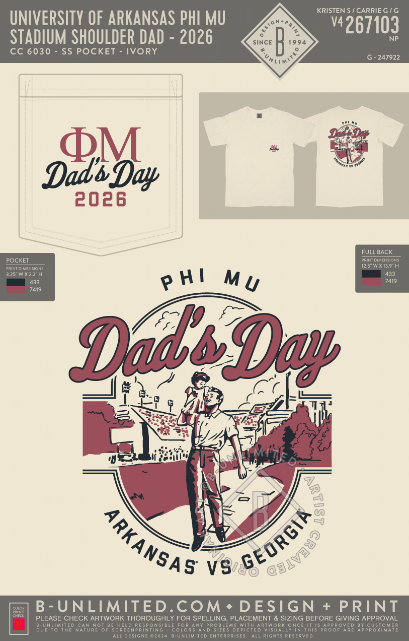 University of Arkansas Phi Mu - Stadium Shoulder Dad - 2026 - CC - 6030 - SS Pocket - Ivory