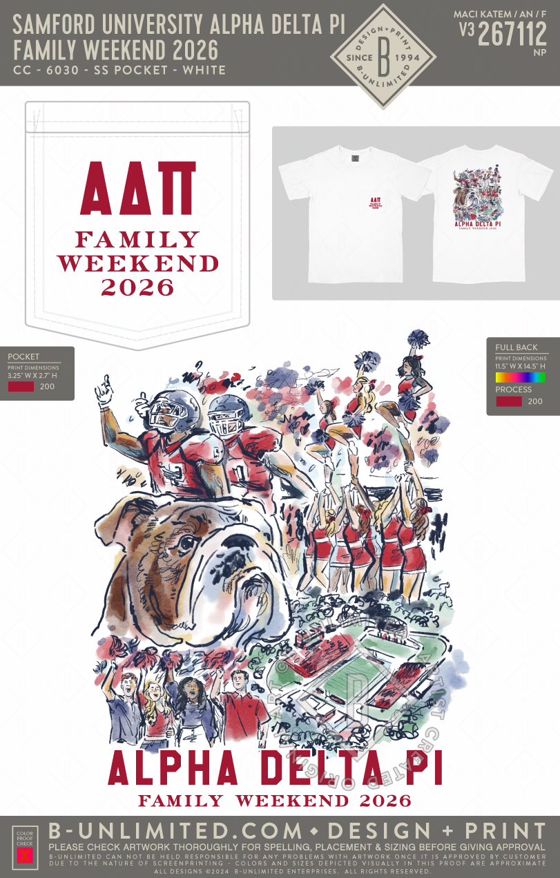 Samford University Alpha Delta Pi - Family Weekend 2026 - CC - 6030 - SS Pocket - White
