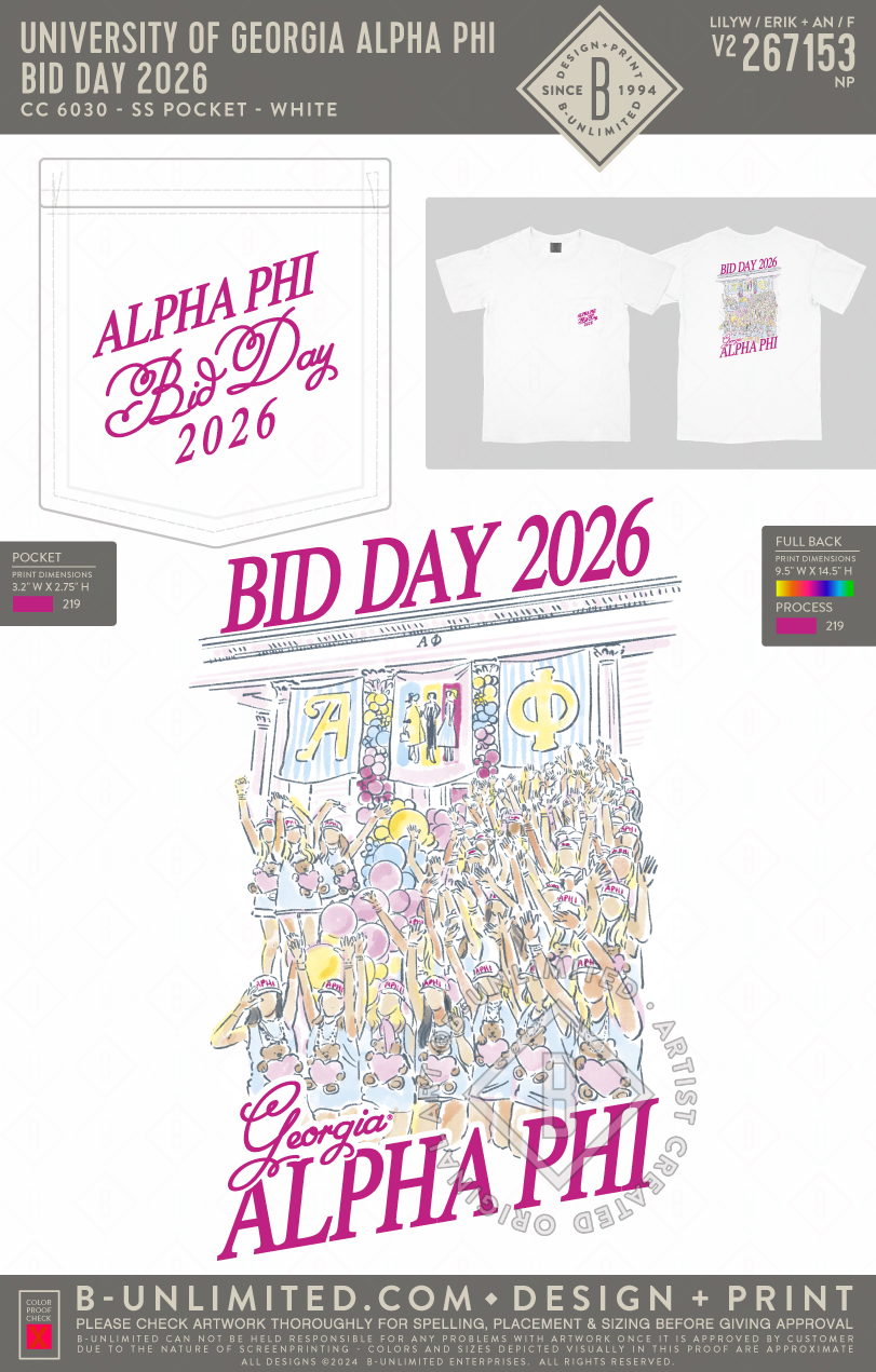 UGA APHI - Bid Day 2026 - CC - 6030 - SS Pocket - White