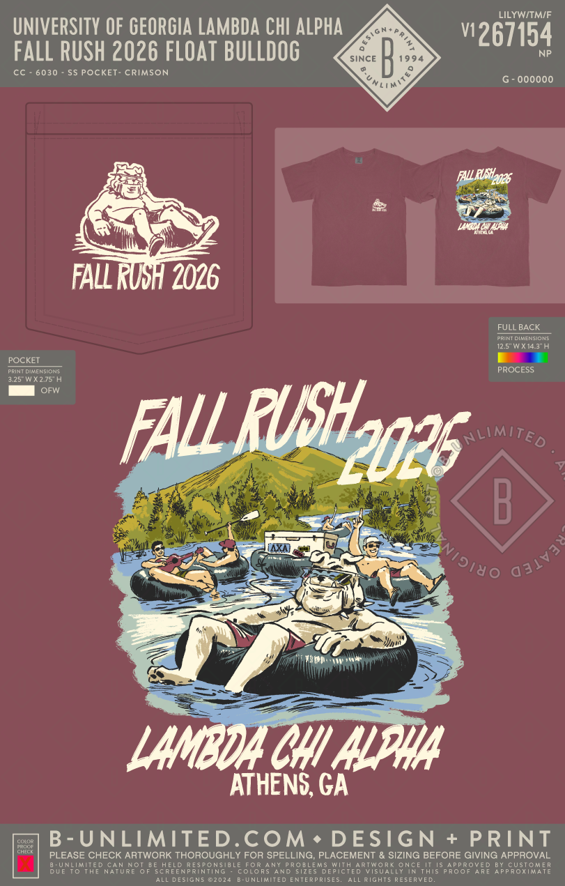 University of Georgia Lambda Chi Alpha - Fall Rush 2026 Float Bulldog - CC - 6030 - SS Pocket - Crimson