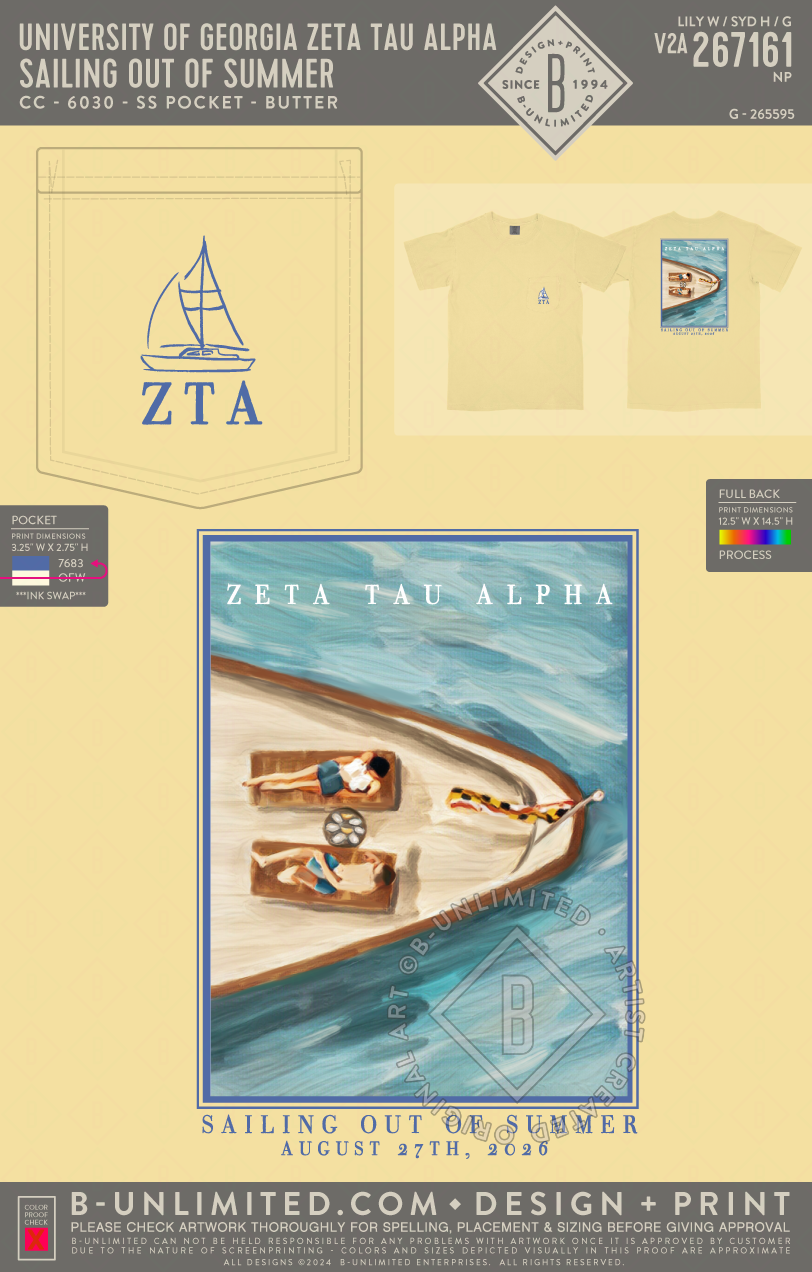 University of Georgia Zeta Tau Alpha - Sailing out of Summer - CC - 6030 - SS Pocket - Butter