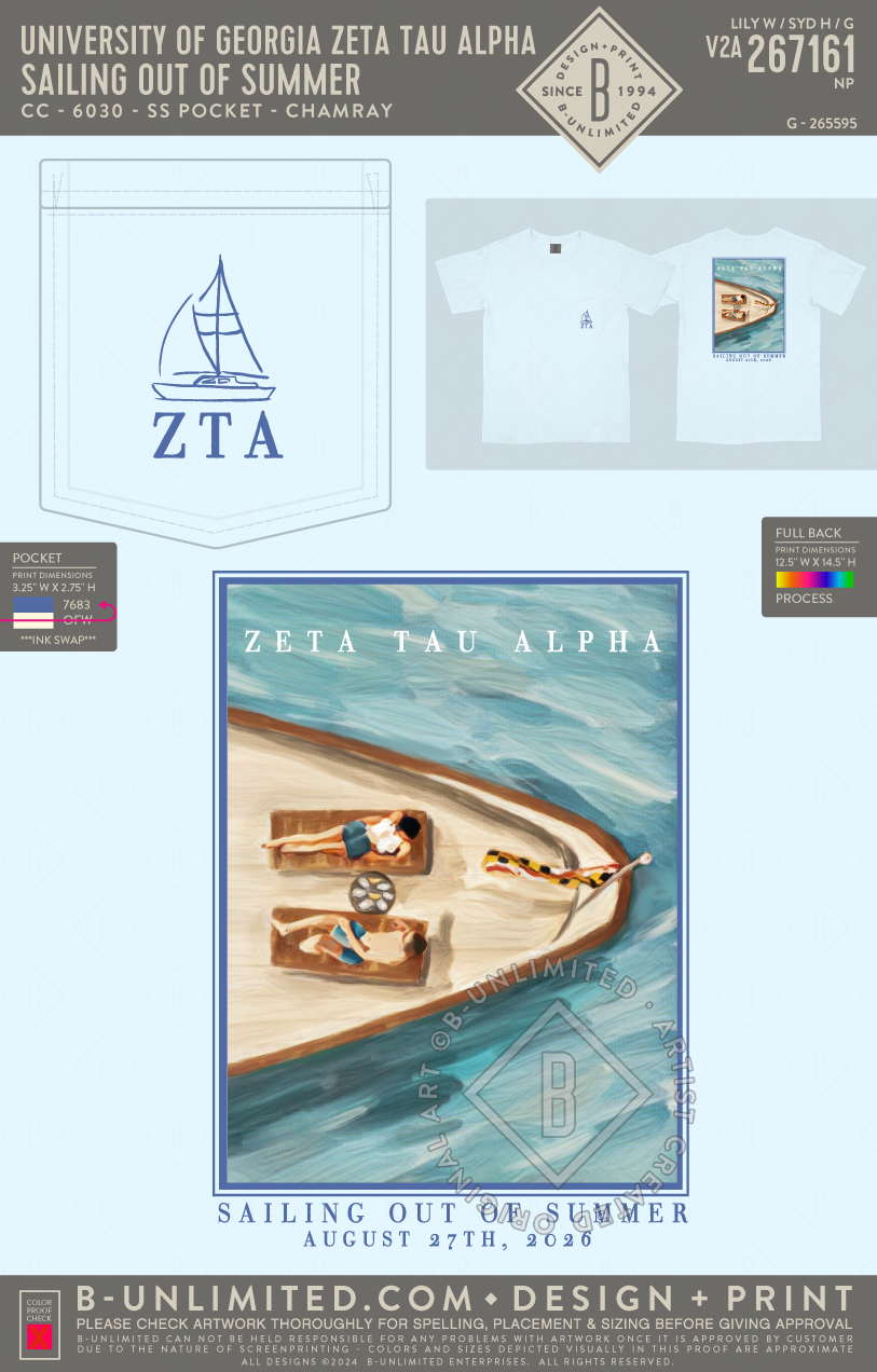 University of Georgia Zeta Tau Alpha - Sailing out of Summer - CC - 6030 - SS Pocket - Chambray