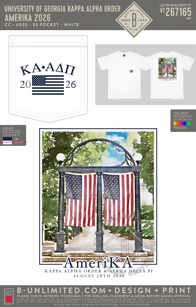 UGA ADPI - AmeriKA 2026 - CC - 6030 - SS Pocket - White