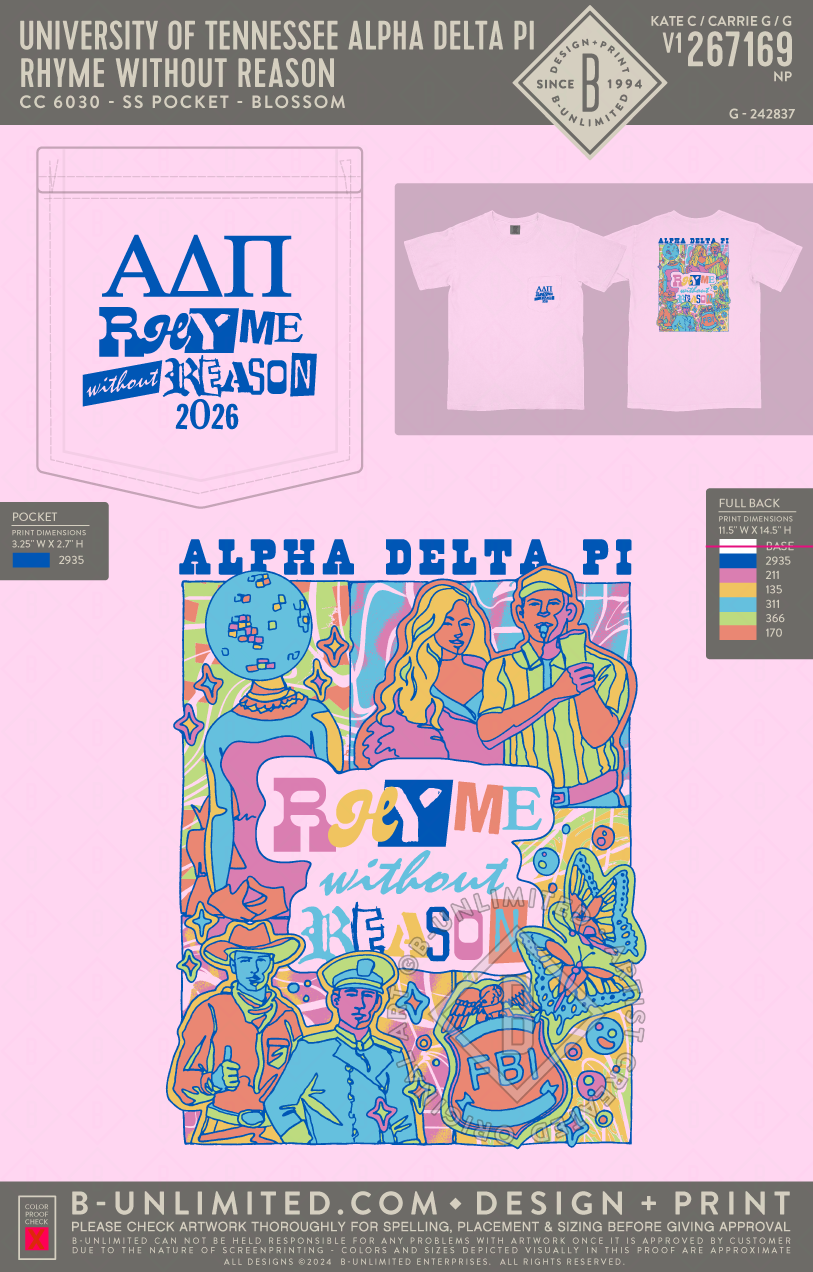 University of Tennessee Alpha Delta Pi - Rhyme Without Reason - CC - 6030 - SS Pocket - Blossom