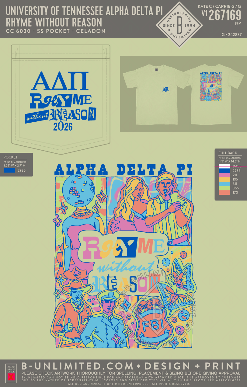 University of Tennessee Alpha Delta Pi - Rhyme Without Reason - CC - 6030 - SS Pocket - Celadon