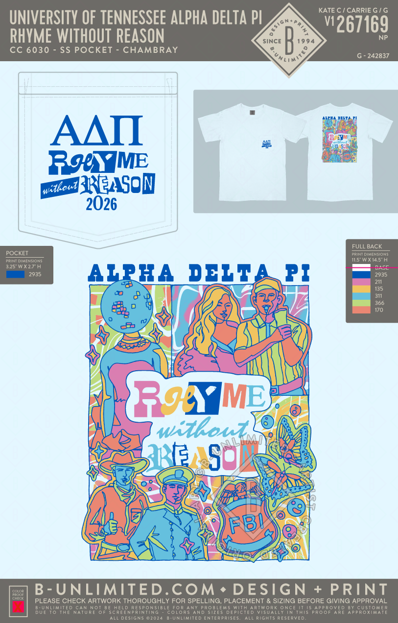 University of Tennessee Alpha Delta Pi - Rhyme Without Reason - CC - 6030 - SS Pocket - Chambray